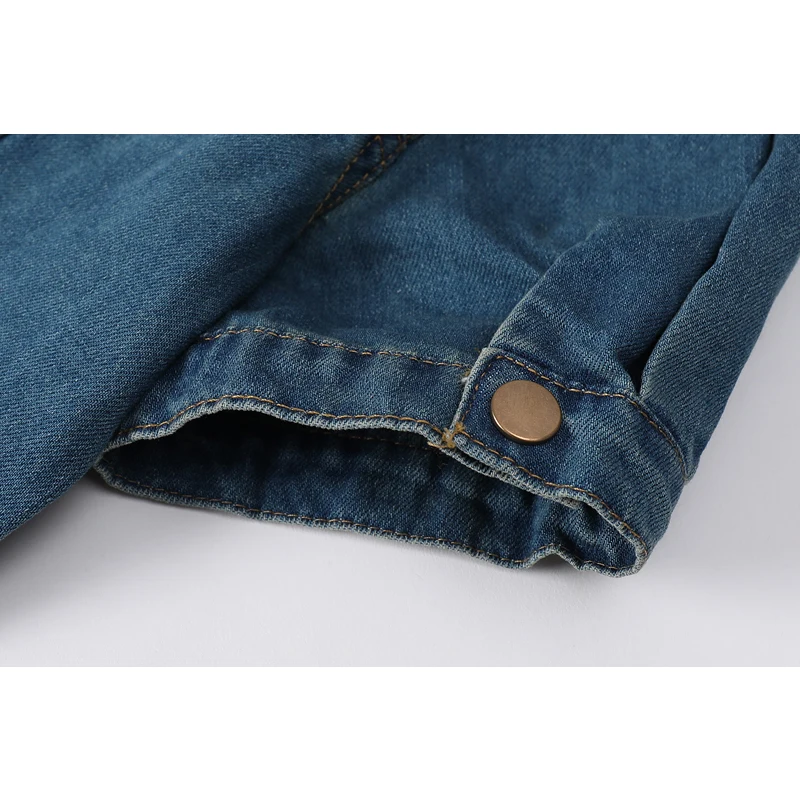 

Short Sleeve Crop Denim Blouses Tops Women Back Lace-Up Vintage Sexy Slim Summer Shirt And Blusas Vintage Tide Zipper Tops Mujer