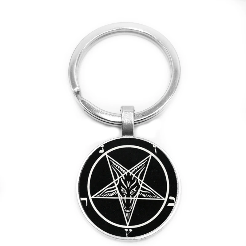 Новинка 2019 лидер продаж брелок для ключей Baphomet с пятиконечной звездой стеклянная