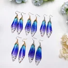 Женские Висячие серьги ручной работы, золотого цвета, сказка Цикада, крылья, стразы, фиолетовая бабочка, винтажные ювелирные изделия