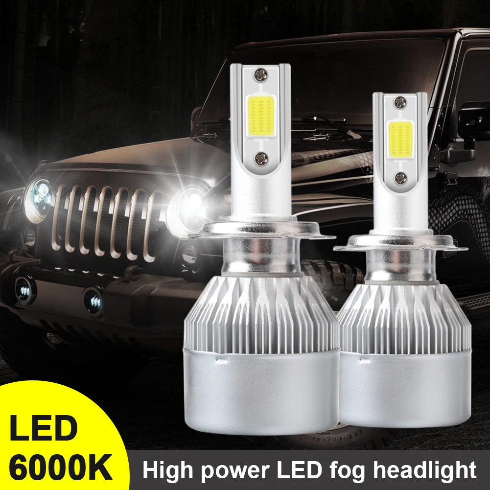

1Pair H7 Car Lights LED Headlight Bulb Auto Headlamps H1 H8/9 H11 9005 9012 9-36V 7600LM 6000K White 36W COB Auto Car Headlights