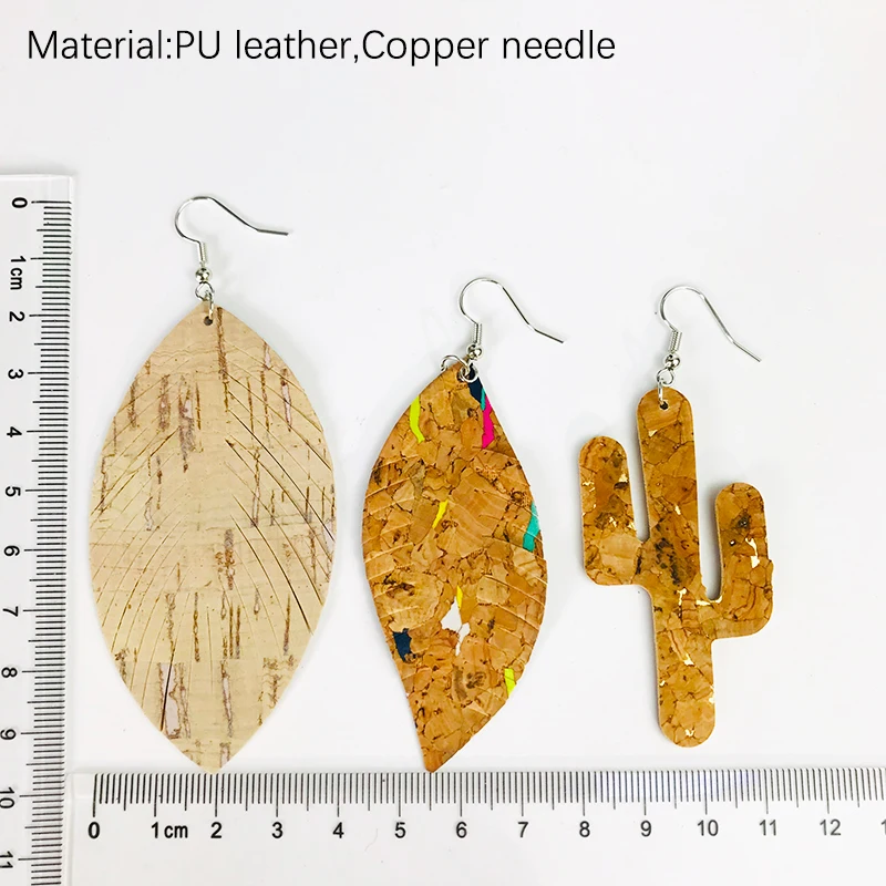 M & G 6 узоров винтажные деревянные серьги из искусственной кожи кактус простые