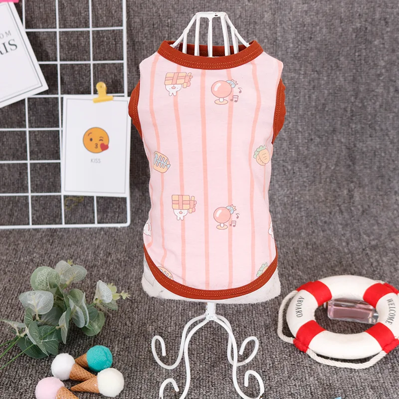 

2021 new Dog clothes Clothing for cats supplies small dogs chihuahua T-shirt french bulldog products cute print sling dress and