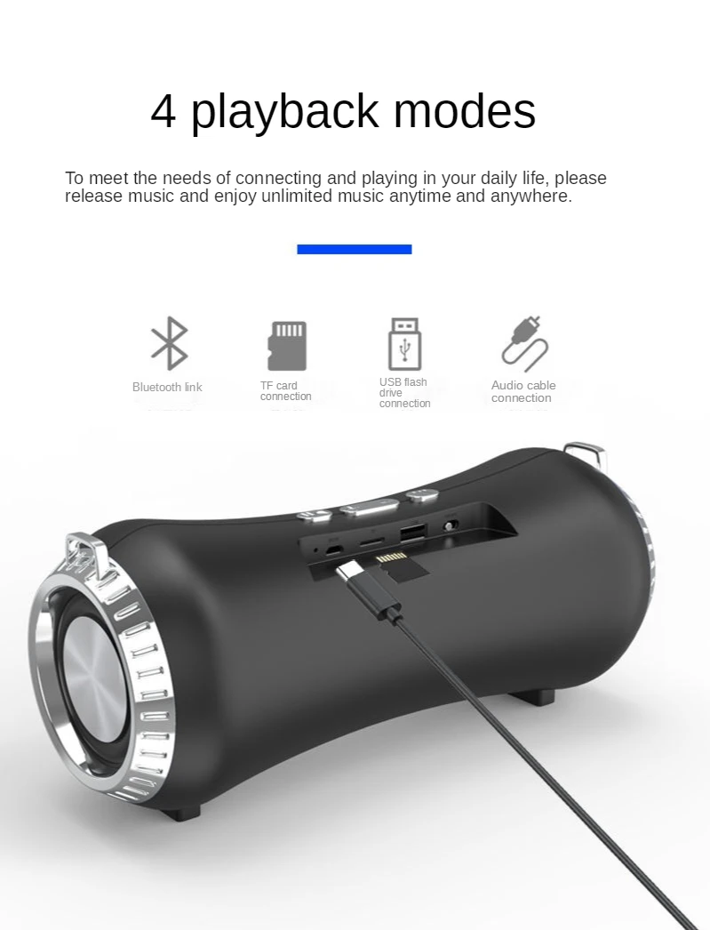 

Outdoor Portable Audio Sport 6D Surround Wireless Bluetooth Speaker dual-speaker Subwoofer high-volume USB cartridge strap