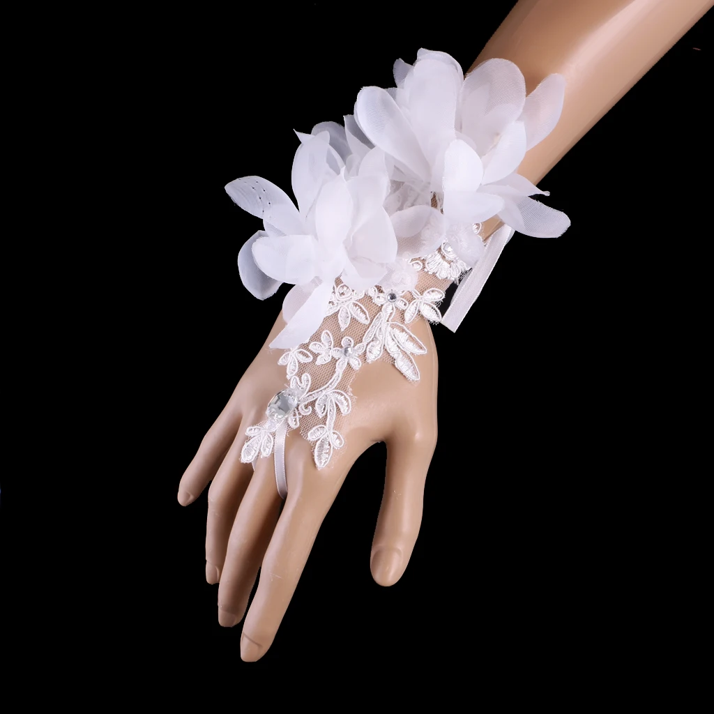 

Fashion Short Bridal Mittens Gloves Flower Wedding Party Gloves