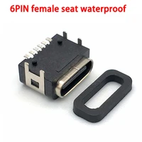 20pcset type c 6 pin ipx7 female seat waterproof usb connector jack charging port socket power for lenovo huawei phone