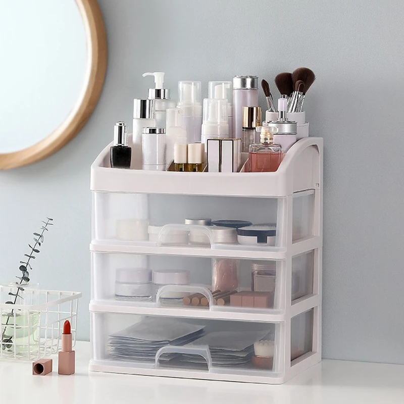

Makeup Organizer Box Cosmetic Drawer Transparent Table Drawer Dresser Cosmetic Box Skincare Shelf Jewelry Makeup Organizer