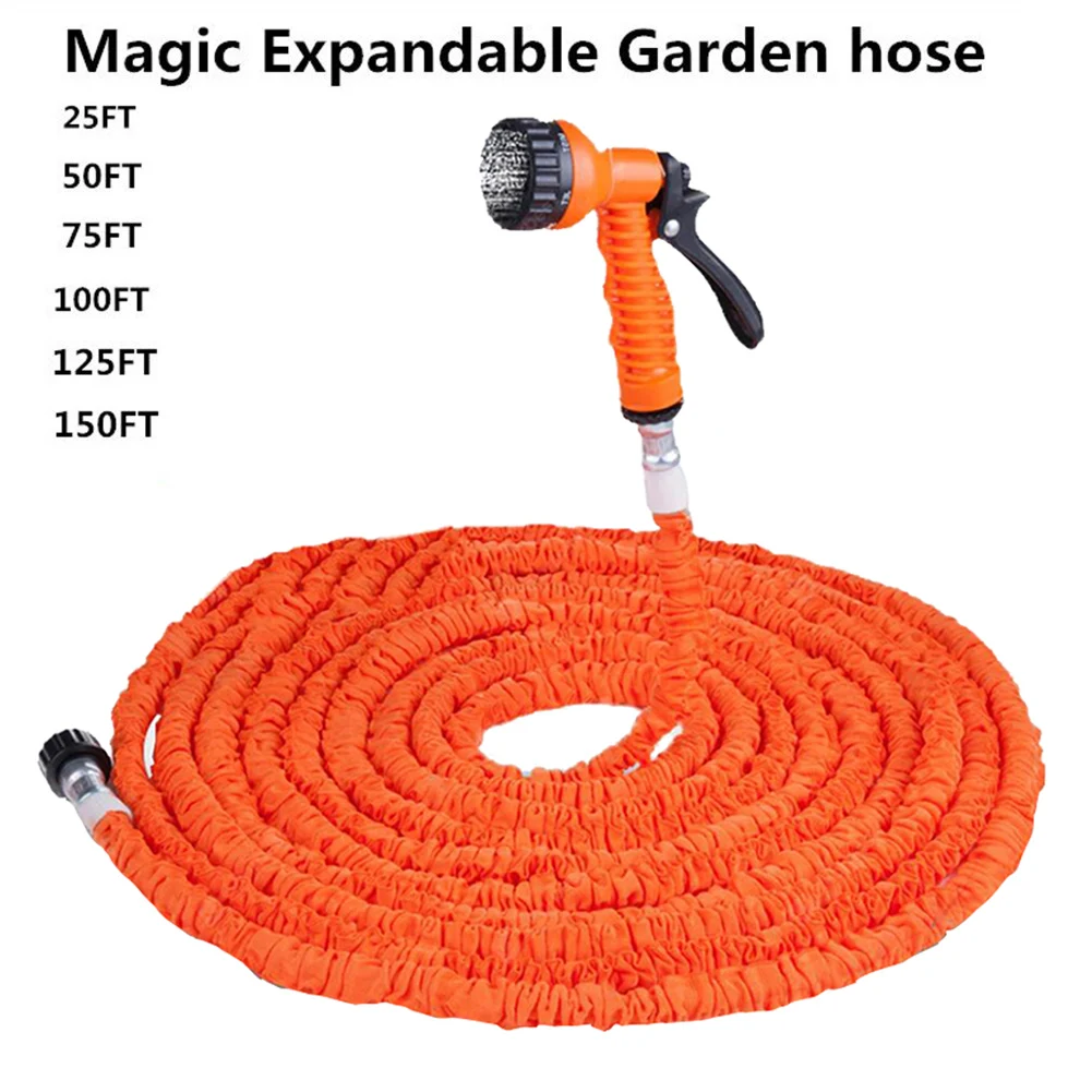 

Garden High Pressure Water Gun Expandable Flexible Garden Hose Car Washing Gardening Hose with 7 Function Nozzle