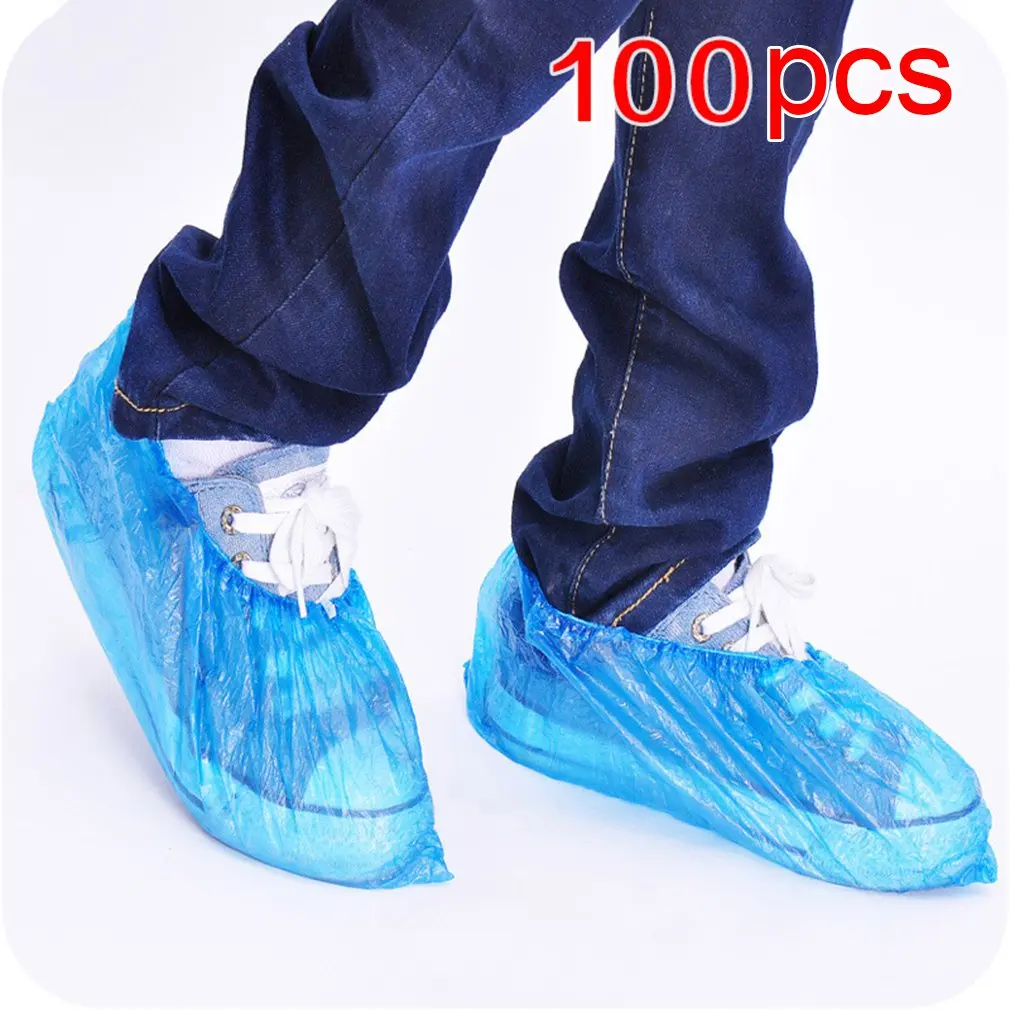 

Одноразовые Чехлы для обуви, 100 шт., сверхтолстые водонепроницаемые защитные ботинки для ног, Нескользящие, пригодные для переработки