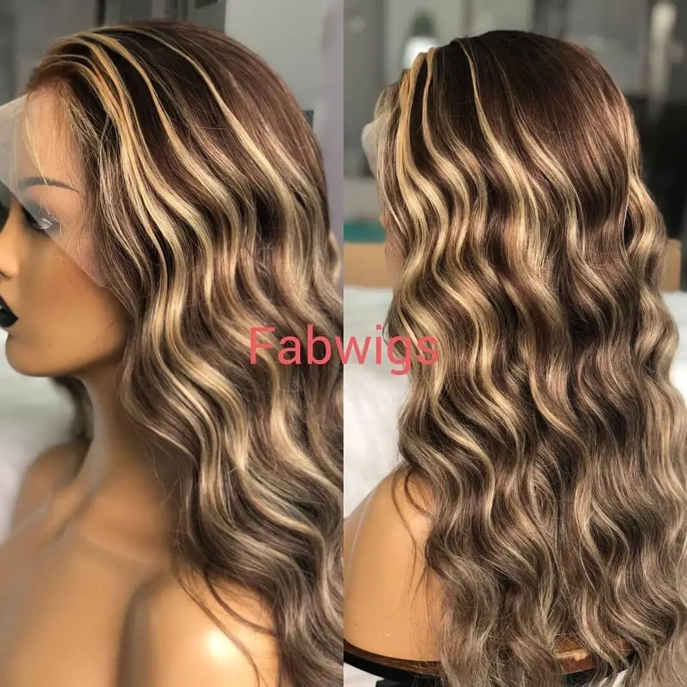 Fabwigs 150% плотность хайлайтер Омбре светлые полные кружевные человеческие волосы