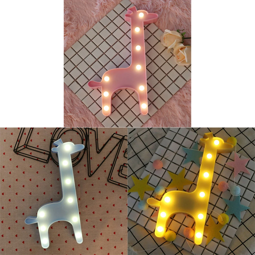 

LED Night Light Giraffe Rabbit Swan Bear Lamp Photography Props Kids Bedroom Cartoon Cute Night Light Christmas Home Decorations