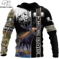 beautiful moose hunting 3d printed hoodie animal men sweatshirt unisex streetwear zip pullover casual jacket tracksuits kj0247