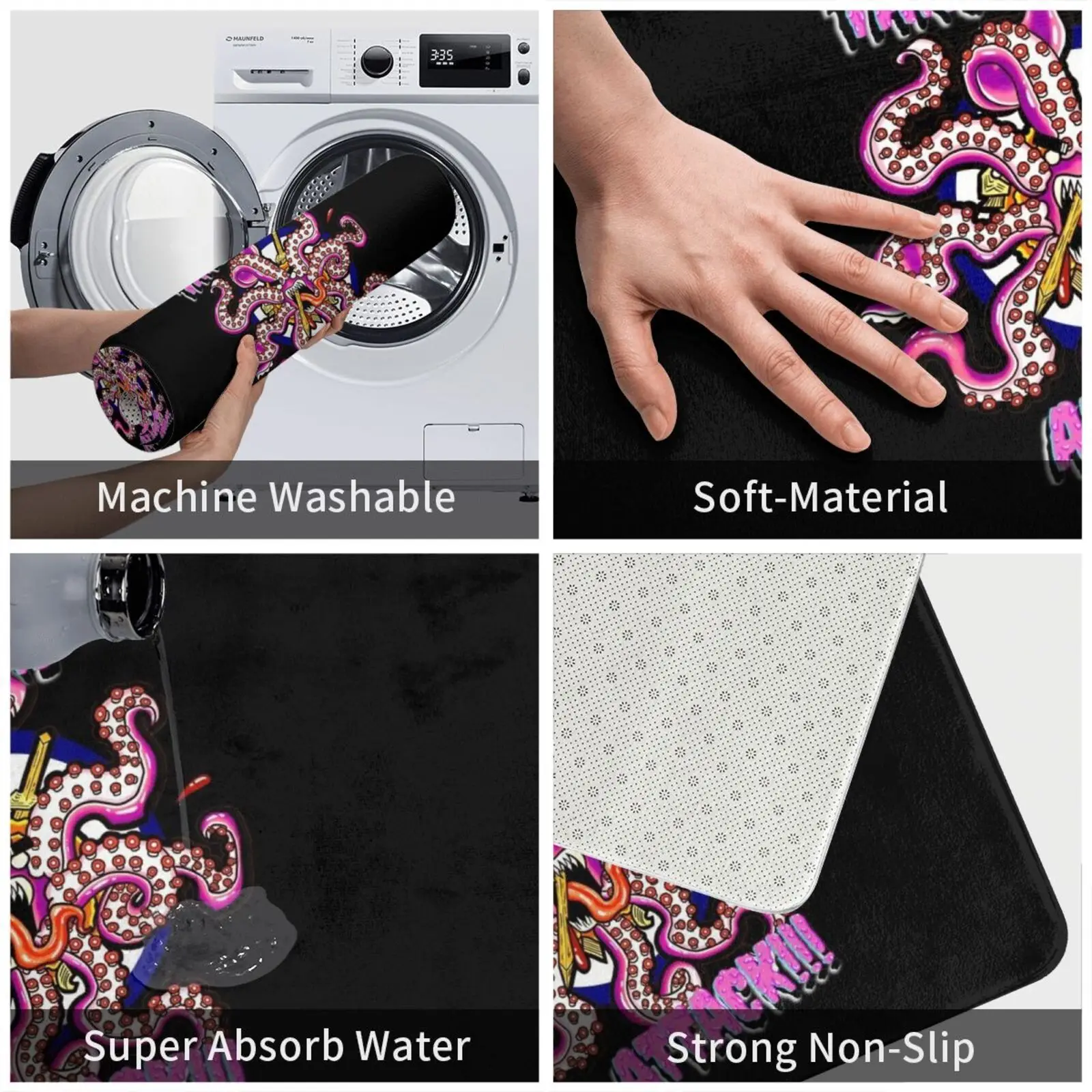 Такояки атака | Черный коврик подушка мягкая Японская еда такояки суши