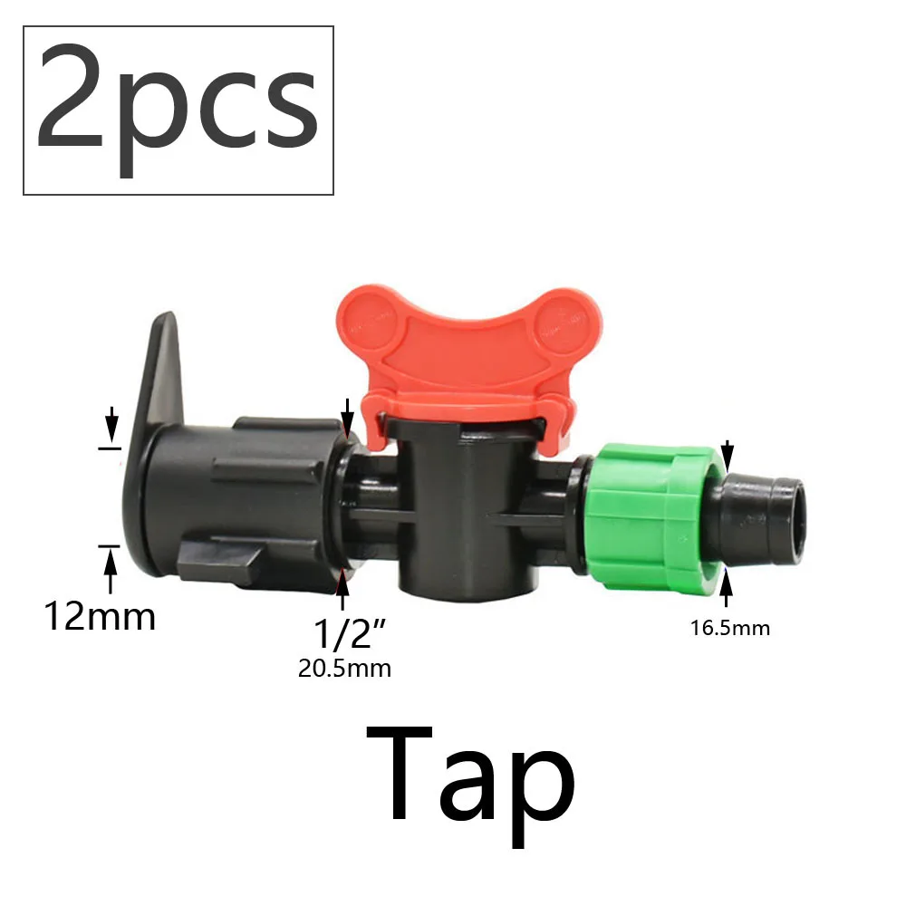 16mm 5/8'' Drip Irrigation Tape Shut-Off Valve Elbow Tee End Plug Thread Lock Connector Garden Watering Pipe Hose Joints