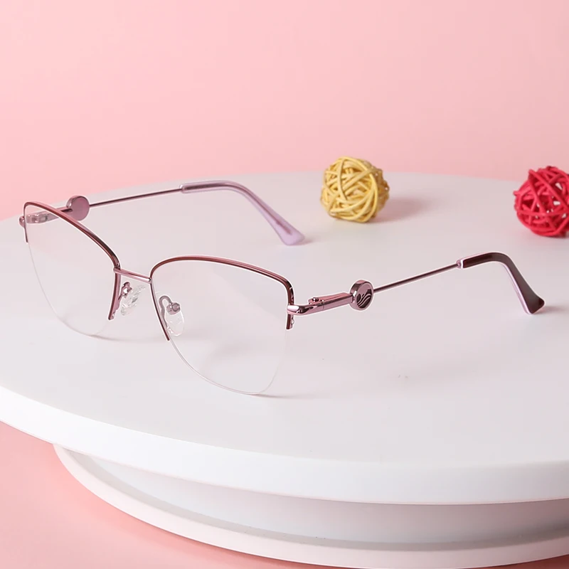 

NatuweCo Women Optical Frames Half Rim Cute Cat Eyes Design Spectacles Prescription Myopia Hyperopia Vintage Gafas Eyeglasses