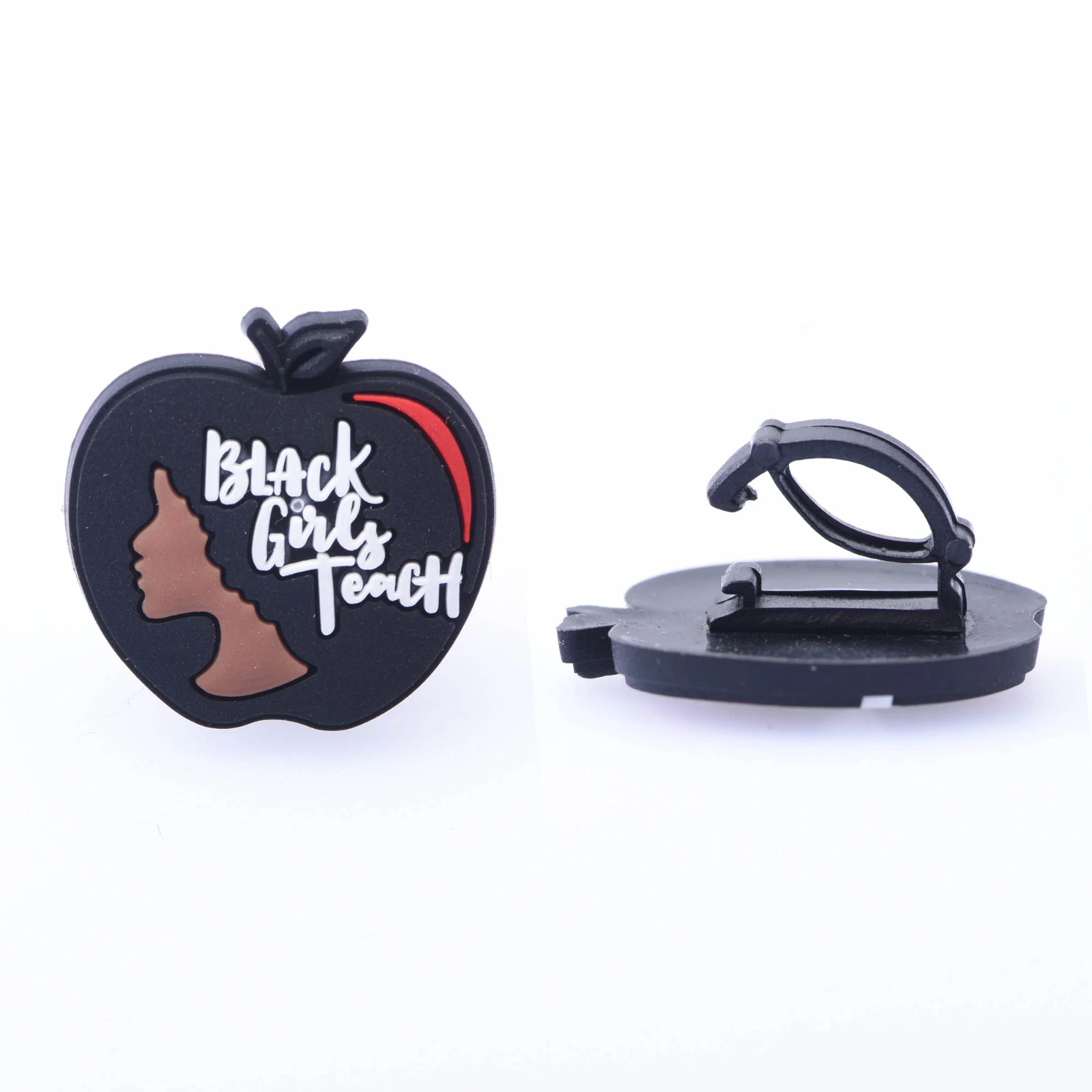 

1 Pcs Shoe Lace Buckle Accessories Soft PVC Charms Black Girl Teach BGM Shoe Decorations Croc Designer Charm for Girl Gift