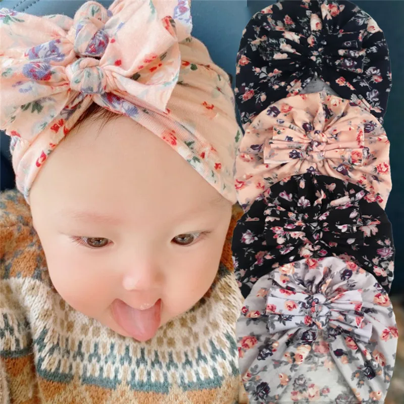 

XCQGH 1PCS Fashion Flower Pattern Infant Toddler Baby Cap Boy Kids Cap Donuts Bow Hat