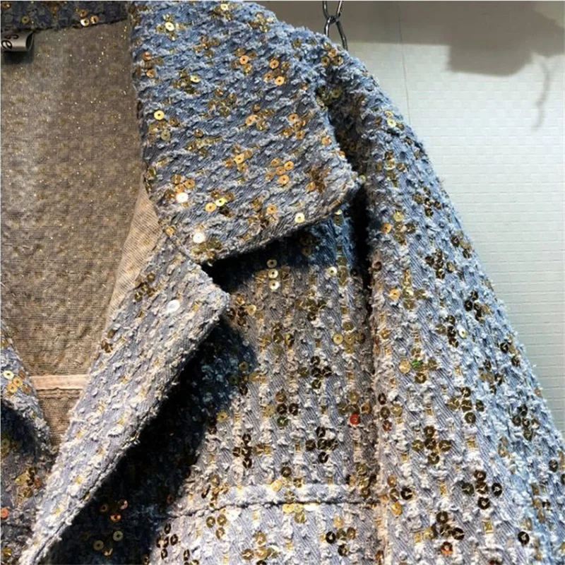 Женская джинсовая куртка с мультяшным принтом свободная оверсайз блестками и