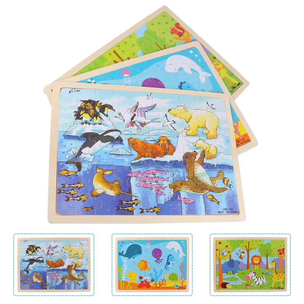 3 комплекта деревянных джиггинговых пил красочные Мультяшные животные фотообои