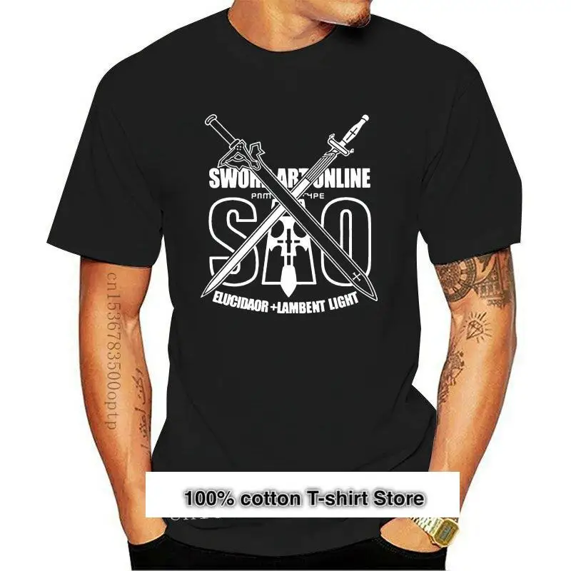 

Camiseta de algodón para hombre, camisa de manga corta con estampado de Sword Art en línea, ropa de talla S-XXL, 2021, 2021
