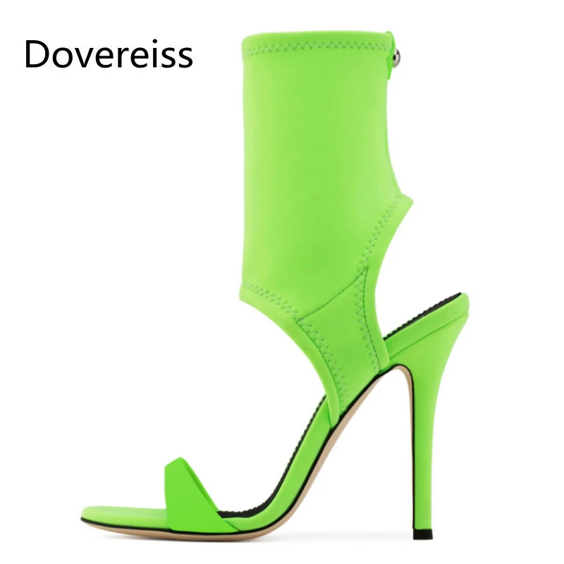 

Dovereiss Fashion Women's Shoes summer new consice Elegant Pure color Leopard print rose red green Party shoes Sandals 32-41