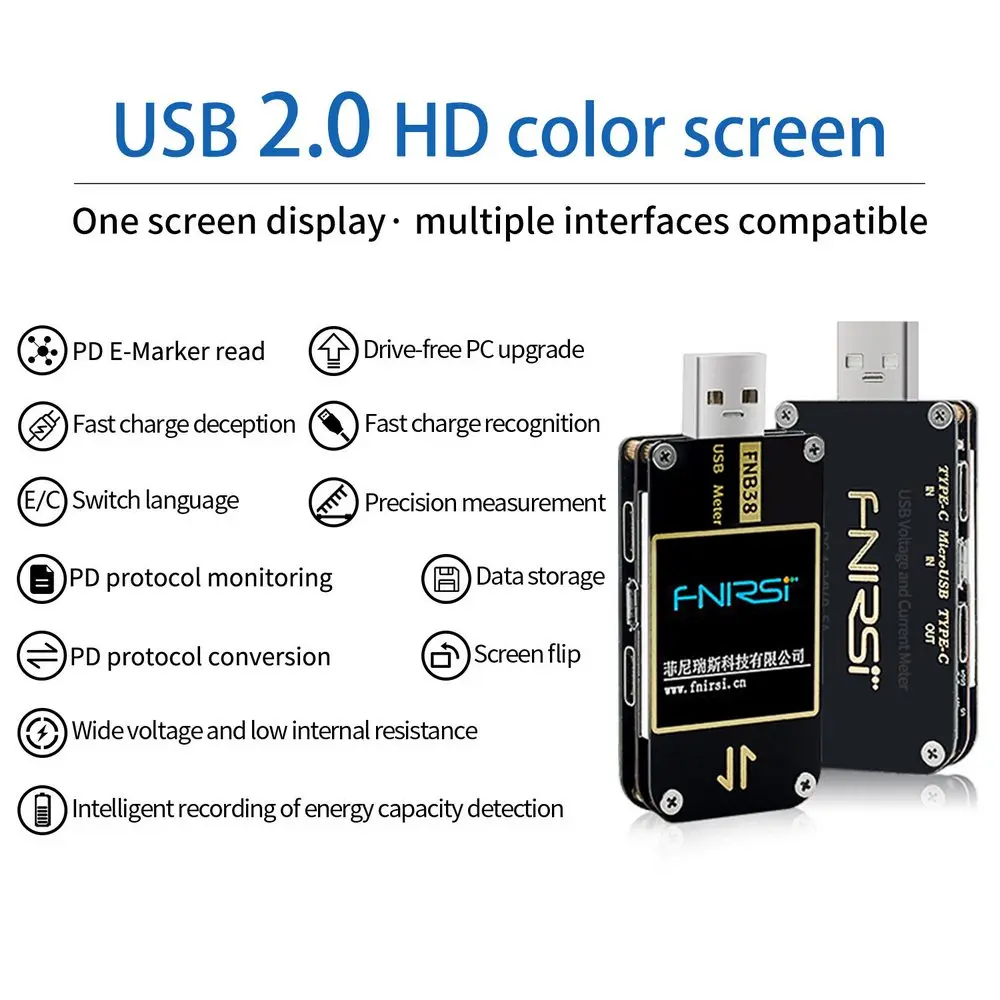 FNB38 USB тест er QC4 + PD3.0 2 0 PPS Быстрая зарядка измеритель тока и напряжения протокол