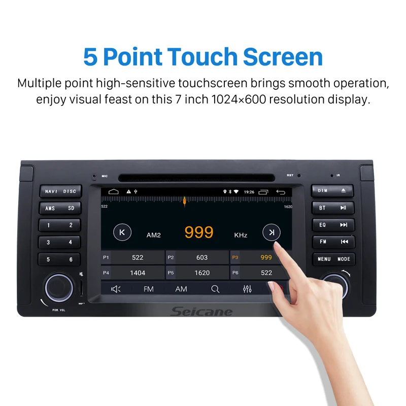 Автомагнитола Seicane с dvd-плеером gps android 9 0 7 "для BMW X5 E53 3.0i 3.0d 4.4i 4.6is 4.8is 1996-2003 5 Series E39 |