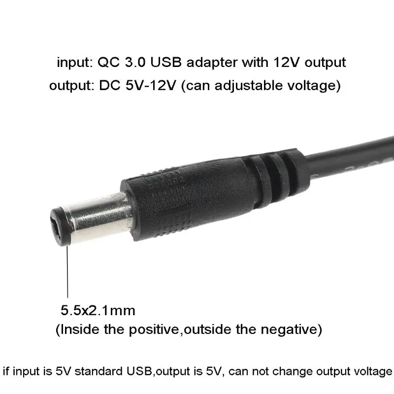 QC 3 0 USB на 5 В-12 В Регулируемое напряжение повышающее 5x2 1 мм кабель питания Boost линия