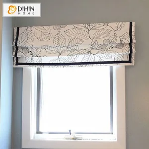 Pastoral Leaves Printed Roman Shades Light Filter / Blackout Roman Blinds Window Curtains With Chain Mechanism
