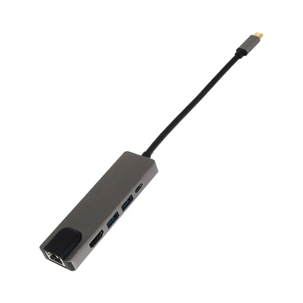 Концентратор USB type C адаптер док станция с 4K HDMI PD RJ45 Ethernet Lan зарядка