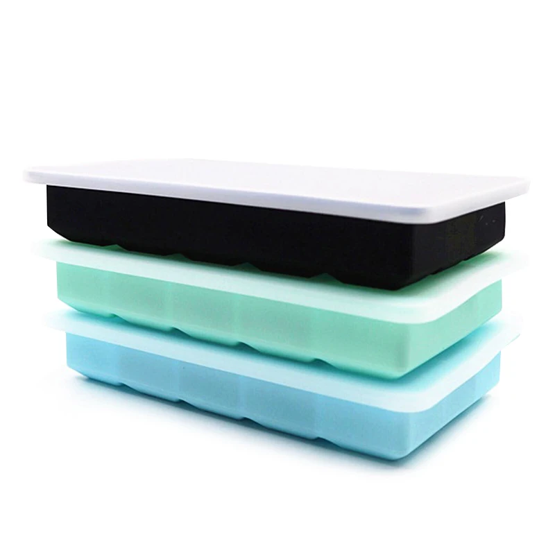 

15 Grid Food Grade Ice Cube Tray Silicone Ice Mold with Lid Home DIY Ice Cream Ice Cube Maker Cold Drink Kitchen Bar Accessories
