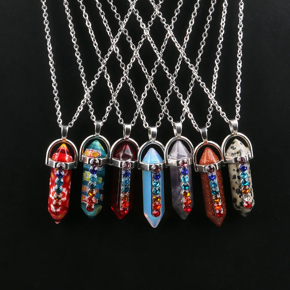 Натуральный камень шестиугольный опал кулон бутик семь чакр мощный ожерелье