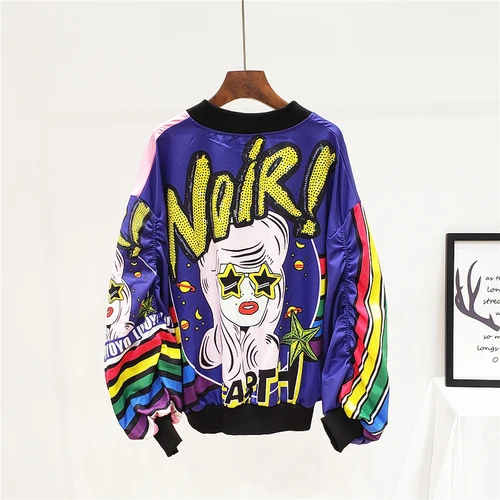 blue Neploe Корейская куртка Летучая мышь с круглым вырезом женские короткие свободные куртки на молнии с надписью Mujer Студенческая баскетбольная форма осень 46234 - Цвет: blue