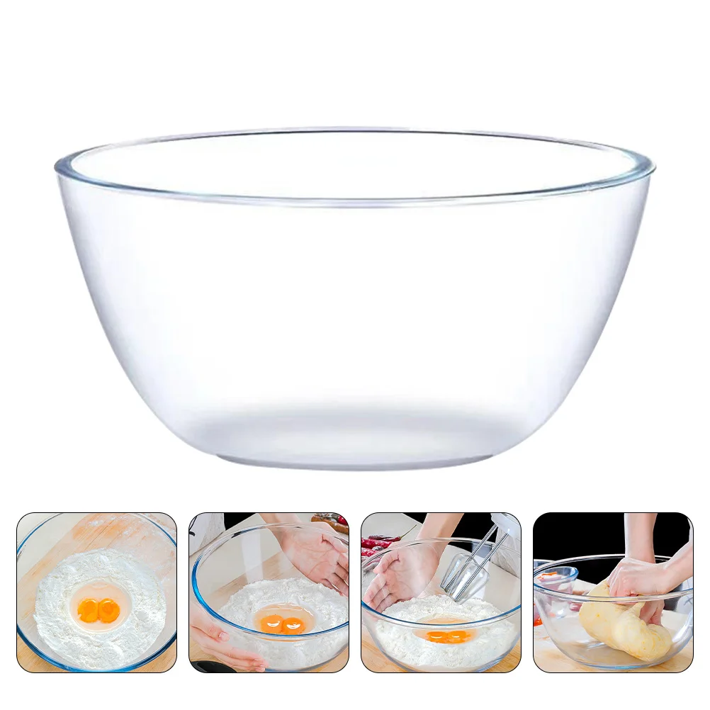 

1pc Glass Bowl Egg Beating Glass Bowl Salad Fruit Container Kitchen Accessory
