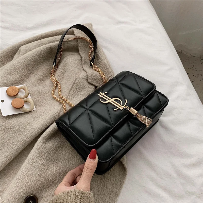 Бахрома из цепочек маленькие сумки с клапаном для женщин 2019 модные через плечо