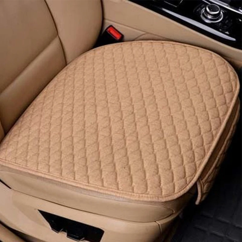 a beige front seat c Чехол для автокресла четыре сезона до и после ромбовидной льняной подушки дышащий защитный коврик автозапчасти универсальный размер - Название цвета: a beige front seat c
