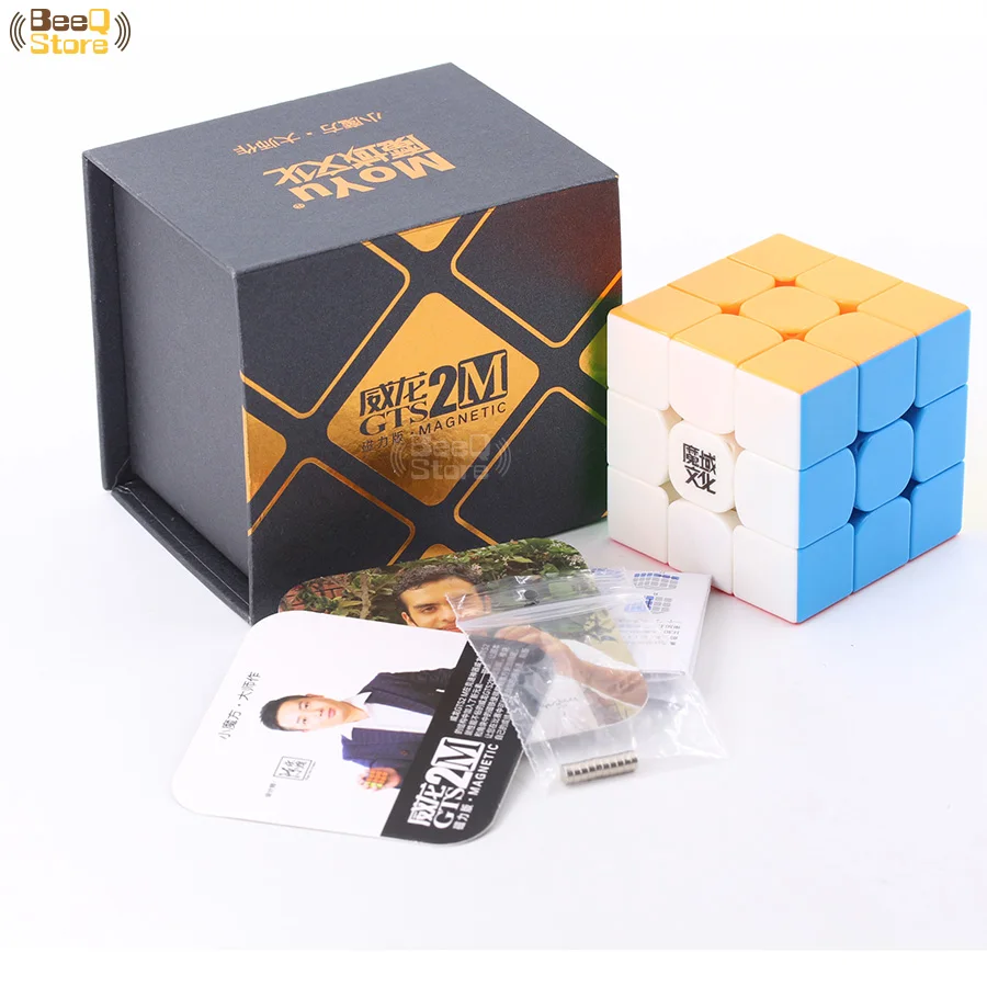 Магнитный магический куб 3x3x3 Moyu Weilong Gts2M черный пазл без наклеек Профессиональный
