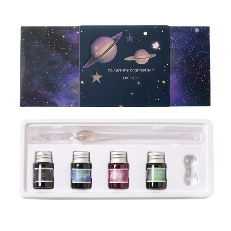 

Glass Dip Pen Ink Set, Caligraphy Dipped Pens Set, Crystal Writing Ink Pen Caligraphy Kits Set for Beginners, Writing