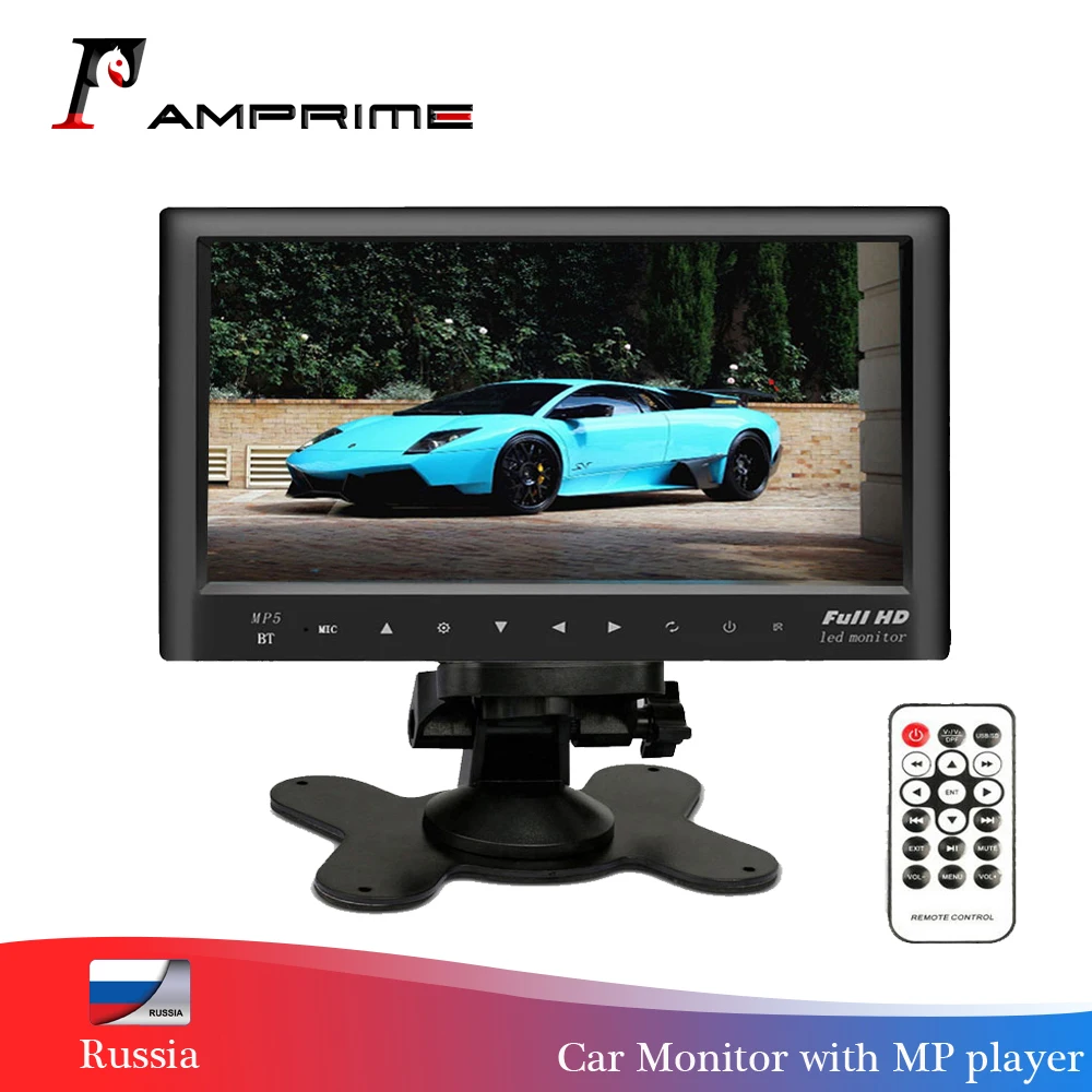 AMPrime Bluetooth " TFT lcd Автомобильный монитор заднего вида тонкий экран приборной панели, Автомобильный видео аудио fm-передатчик/MP5/USB/SD карта