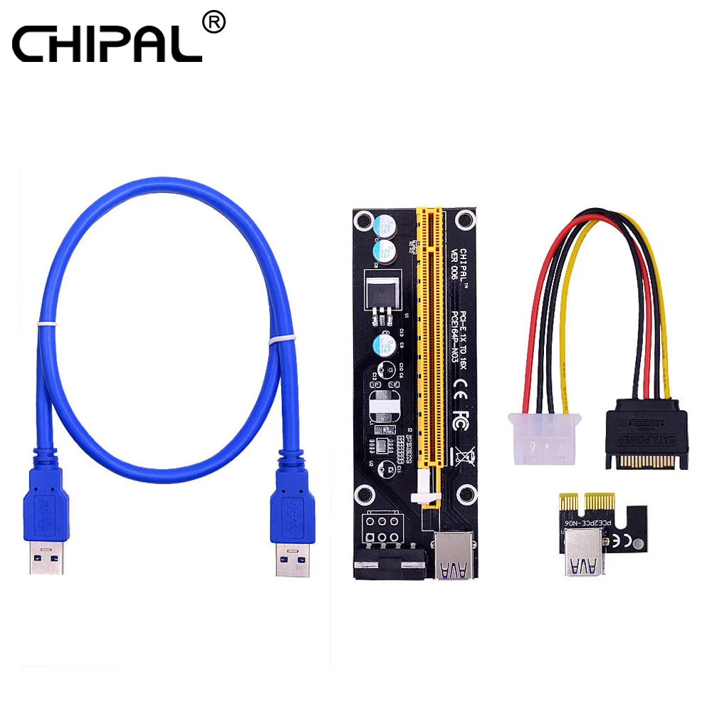CHIPAL VER006 PCI Express E Райзер карта 60 см 100 USB 3 0 кабель PCIE 1X до 16X Удлинительный адаптер