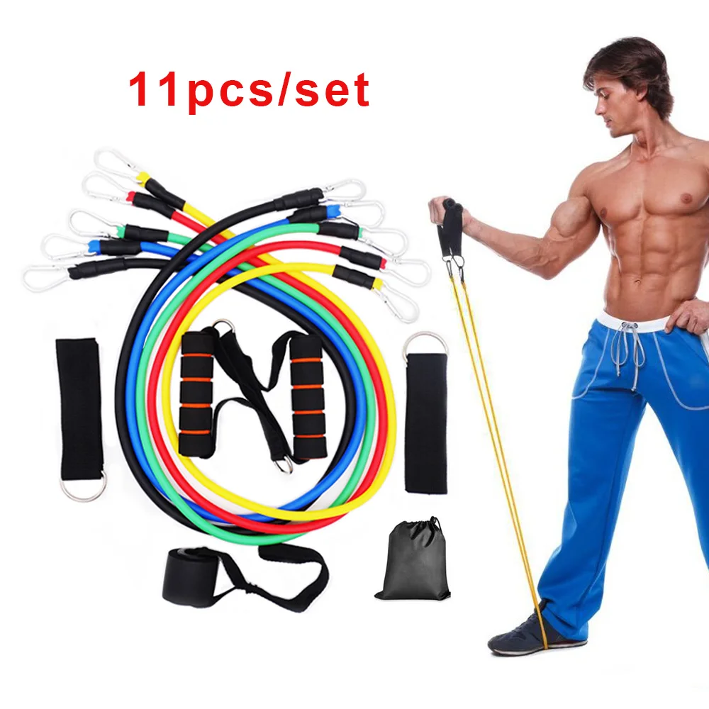 11Pcs/Set Latex Resistance Bands Crossfit Training Muscle Strength Gym Equipment Fitness Yoga Exercise Pull Rope Rubber Expander
