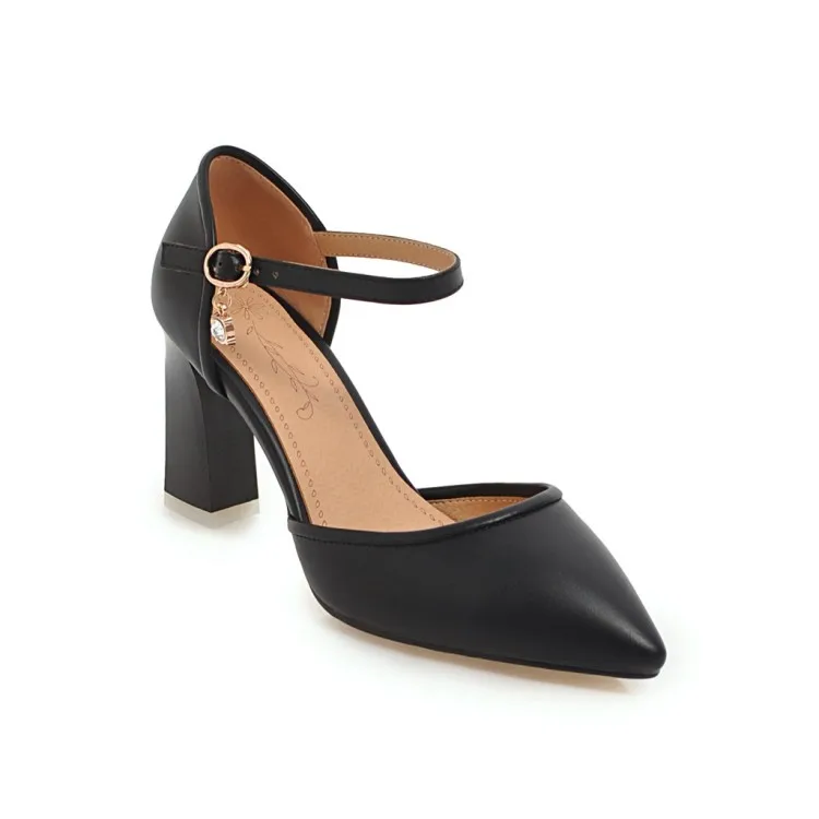 Сандалии женские на высоком каблуке летние туфли с заостренным носком толстые