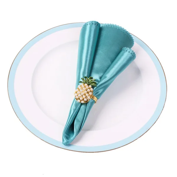

10Pcs Restaurant Hotel Tableware Pearl Pineapple Napkin Buckle Napkin Ring Diamond Napkin Ring Towel Buckle Cloth Ring