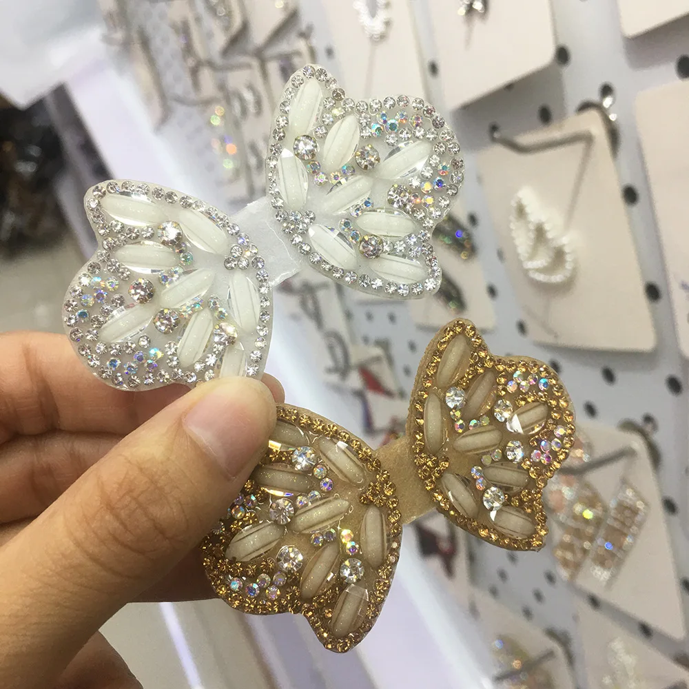 

New High-quality Fashion Bowknot Diamond-studded Acrylic Hairpin Shoes Flower Head Flower Accessories 2pcs/bag
