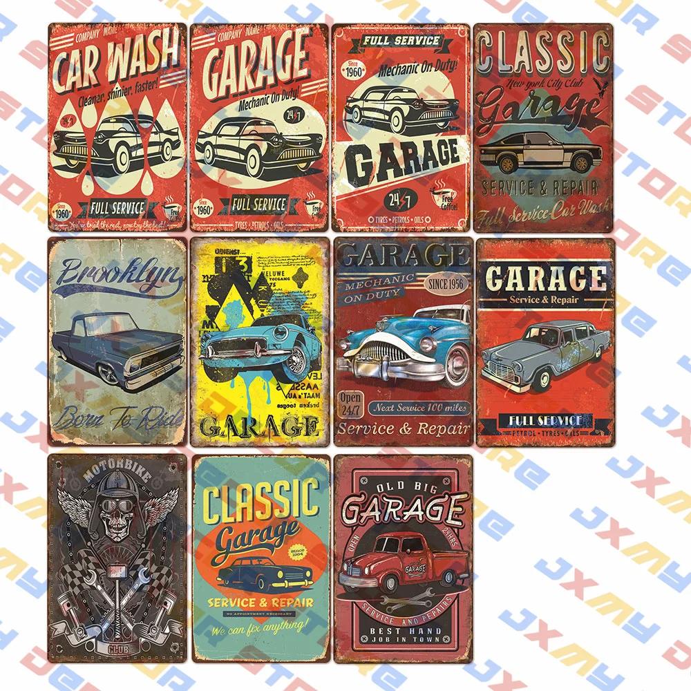 Wash Car server tin signs Garage Bar Pub Club Man Cave Shabby Chic Decor Plaque Wall Poster Vintage Decor Art