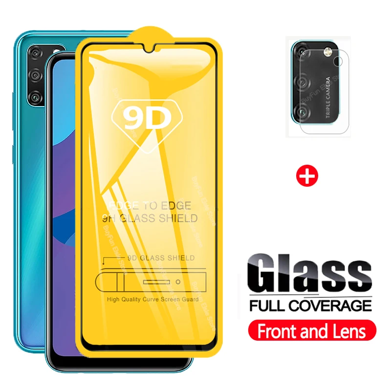 

2 in 1 9d camera protector on for huawei honor 9a protective glas for honor 9 a a9 moa-lx9n honor9a 6.3'' tempered glass film