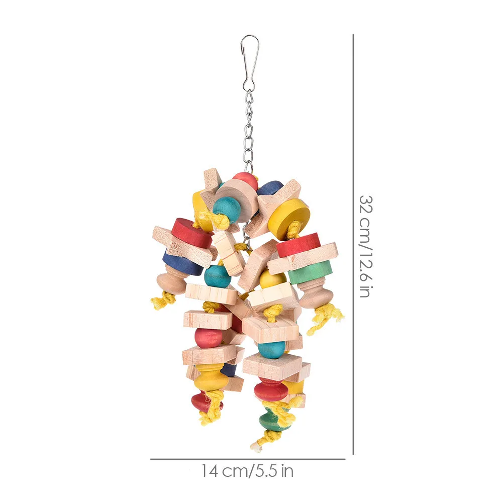 

Birds Chew Toys Parrot Toy Colorful Wood Block Climbing Ladder Chewing Strings #WO