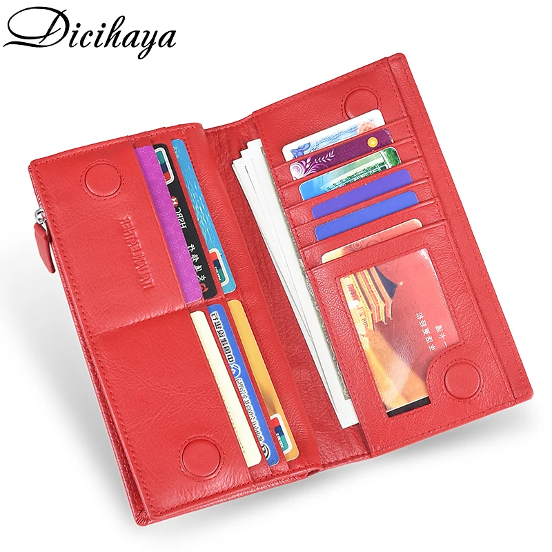 Женский Длинный кошелек DICIHAYA из натуральной кожи на молнии с отделением для