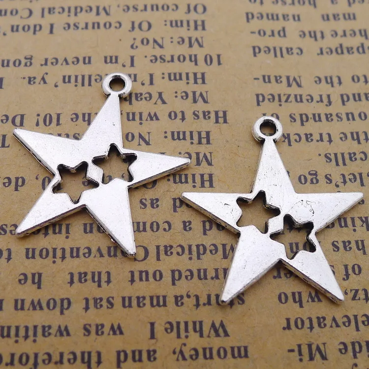 

Designer Charms Star Charms Antique Silver Color 22x24mm 10 Pieces