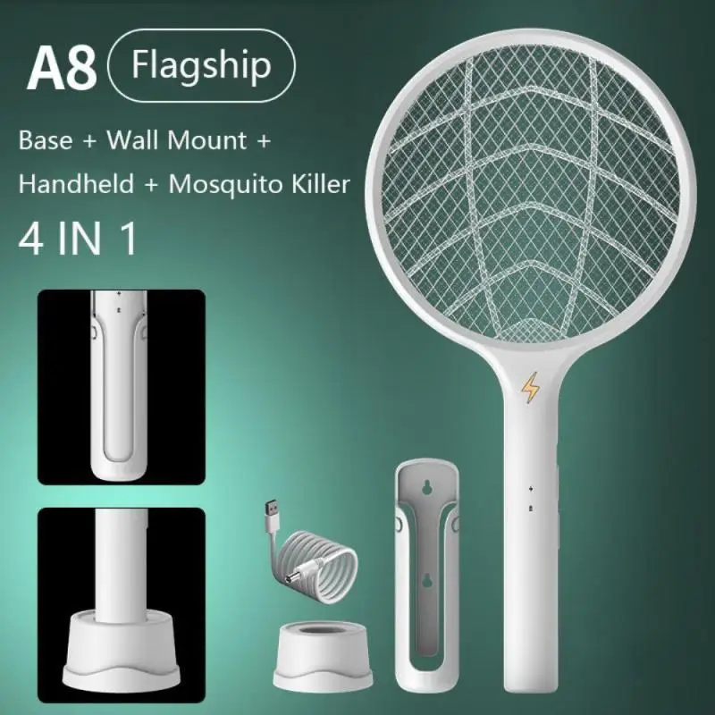 

3000V Electric Insect Racket Mosquito Swatter USB Rechargeable Home Fly Bug Insect Zapper Racket Inserts Mosquito Killer Trap
