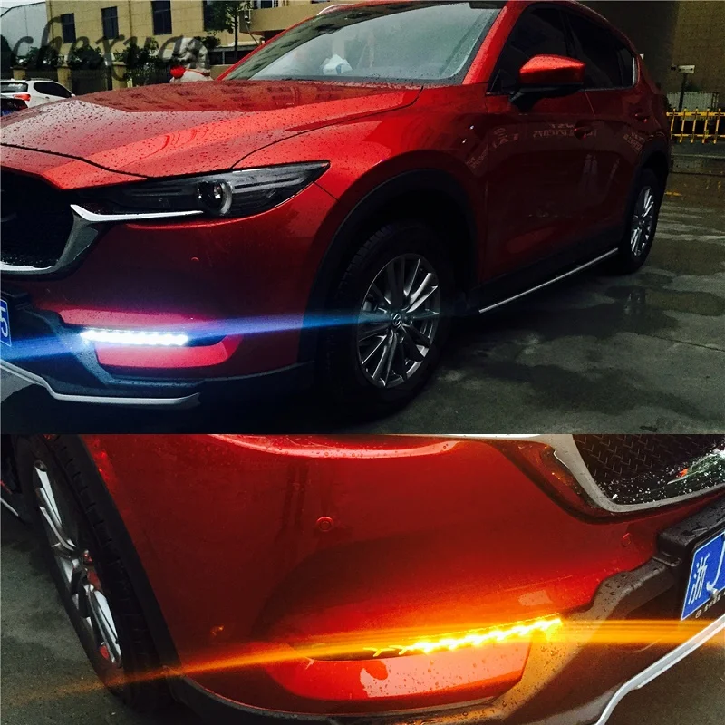 

OKEEN 2pcs Car DRL For Mazda CX-5 CX5 2017 2018 2019 LED DRL Daytime Running Light Flowing Yellow Turn Signal Lamp ABS Fog Lamps